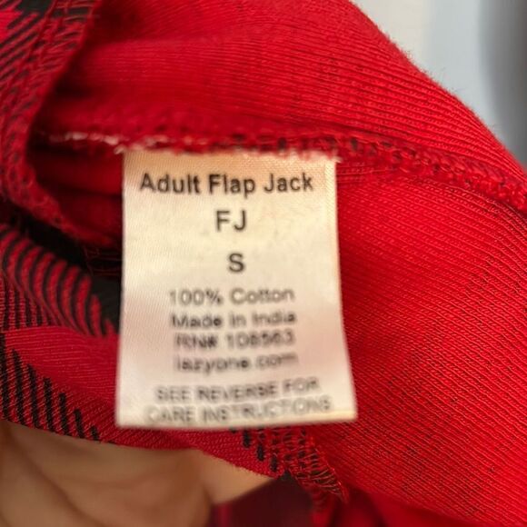 Lazy One Red Black Buffalo Plaid Adult Small onesie Flap Jack Bear Cheeks - Picture 10 of 10